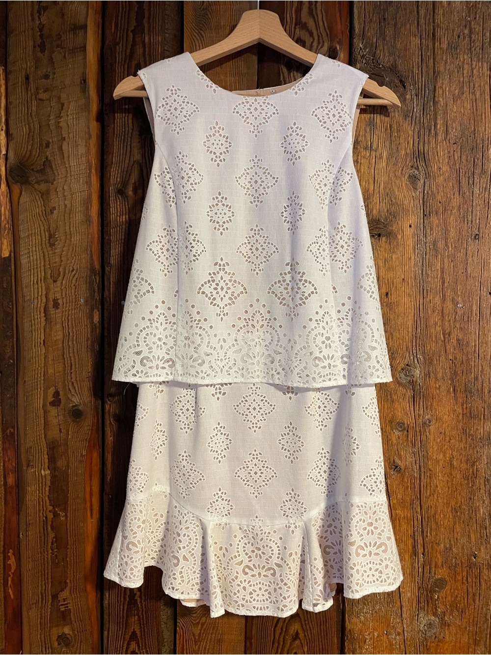 BCBGMaxAzria White Eyelet Midi Dress